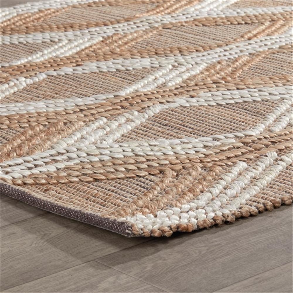 Pemberly Row 108 x 144″ Geometric Jute/Cotton Accent Rug in Natural/Ivory