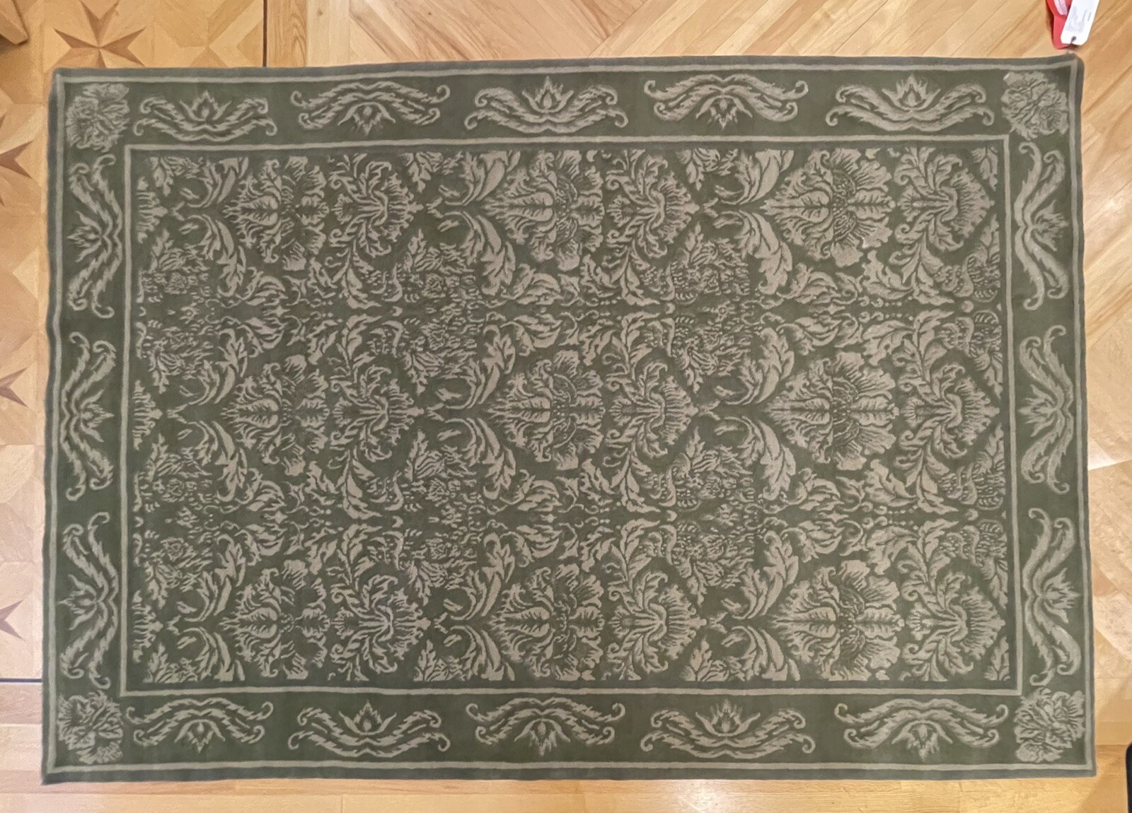 NWT Concepts International Brocade Celadon 6’ x 9’ Rug Wool & Silk Hand Knotted