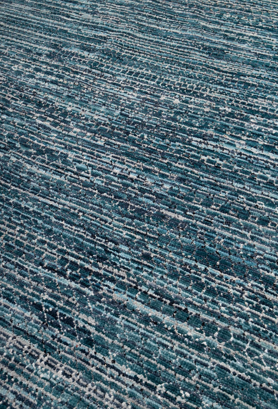 8×10 Teal Blue Indo Savannah Contemporary Look Hand Knotted Soft Wool & Silk Rug