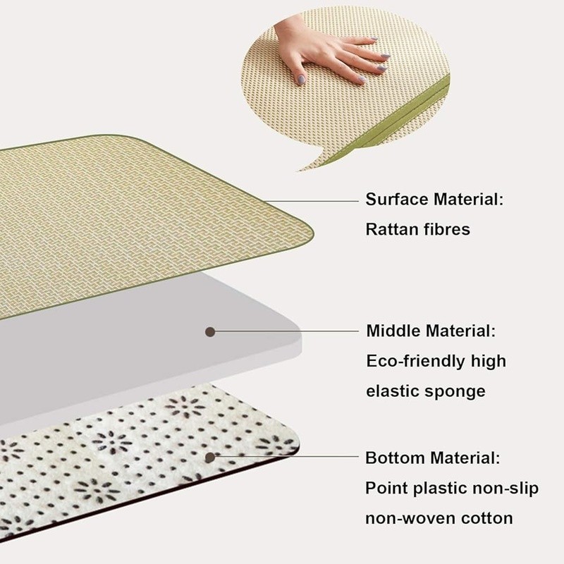 Large Rattan Tatami Mat Soft Eco-friendly Memory Foam High Pile Anti-slip Rug US