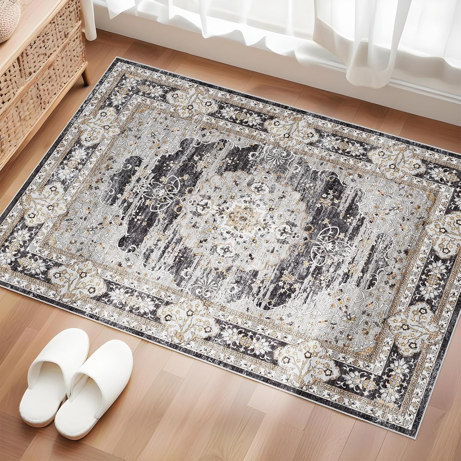 Puino Washable Entryway 2×3 Rug: Small Boho Rugs for Indoor Entrance Non Slip Ba