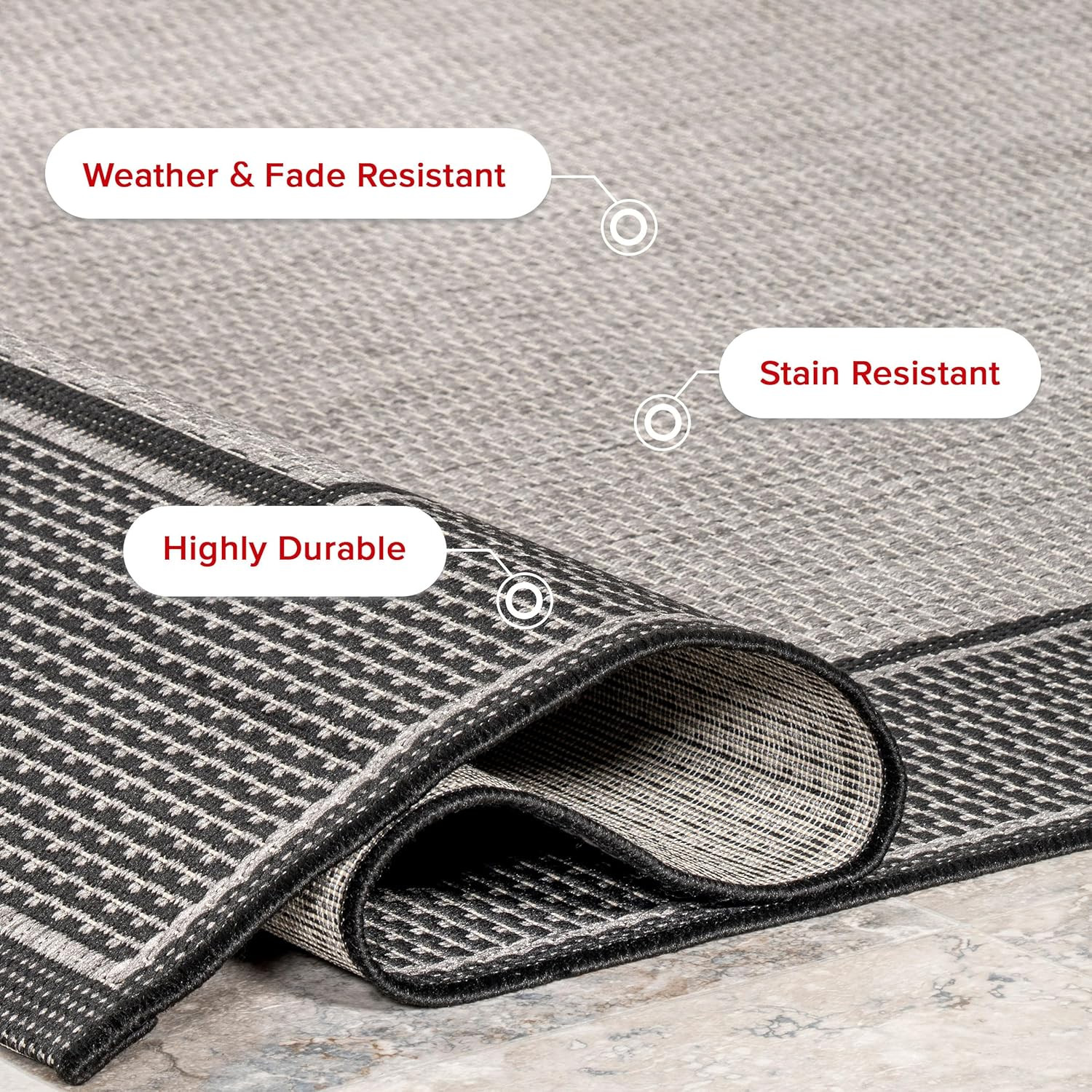 3′ X 5′ Outdoor Performance Area Rug, OEKO-TEX Certified, Weather Resistant, Hig