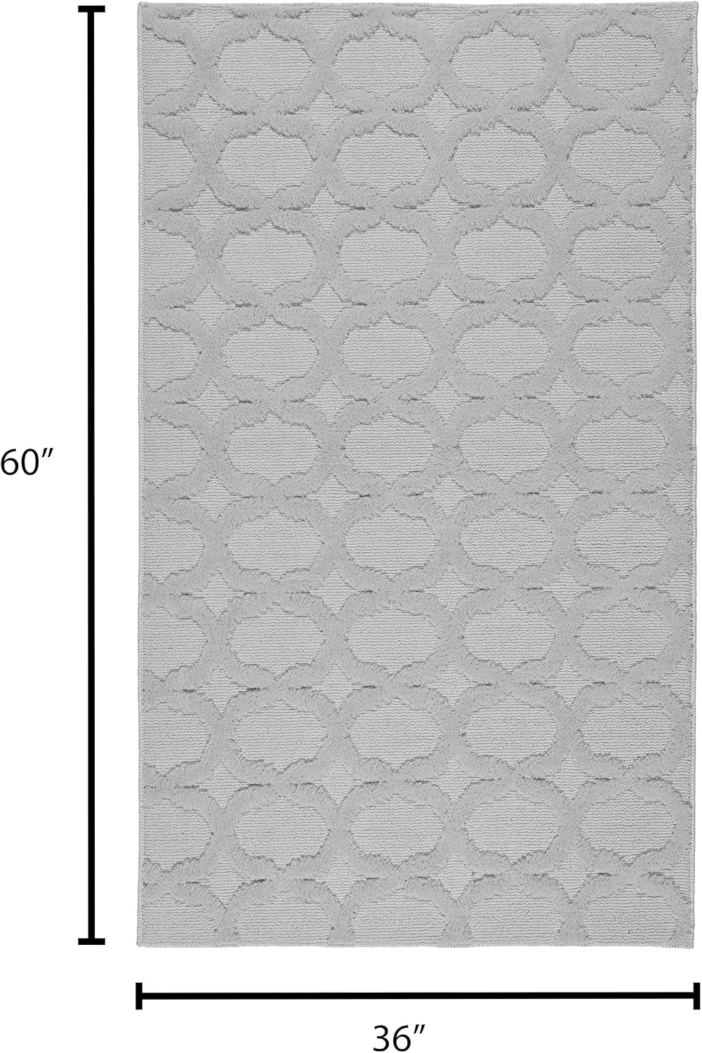 Sparta Non Slip Polypropylene 3 Ft. X 5 Ft. Silver Gray Area Rug- Ideal for Livi