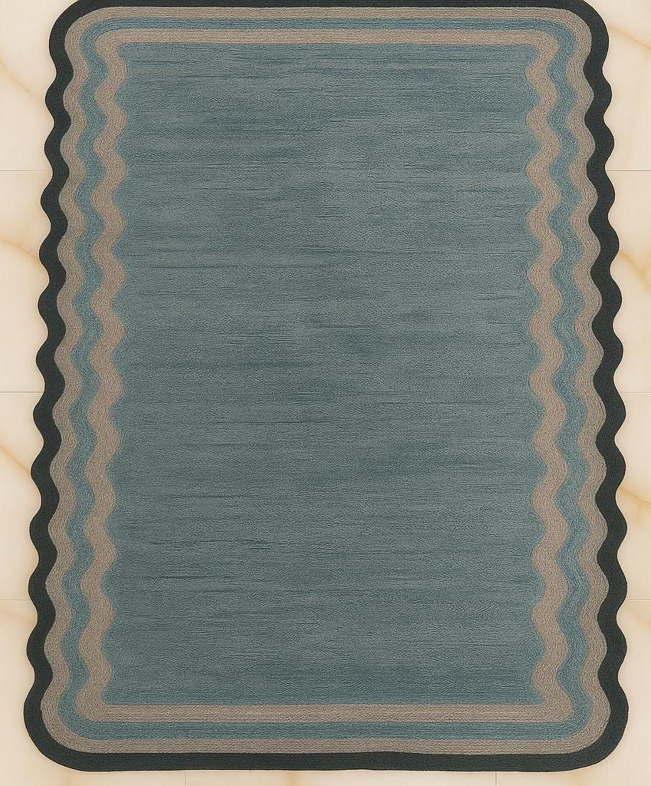 Hand-Tufted New Zealand Wool Rug: Coastal Ocean Waves, 8×10 Custom Rug