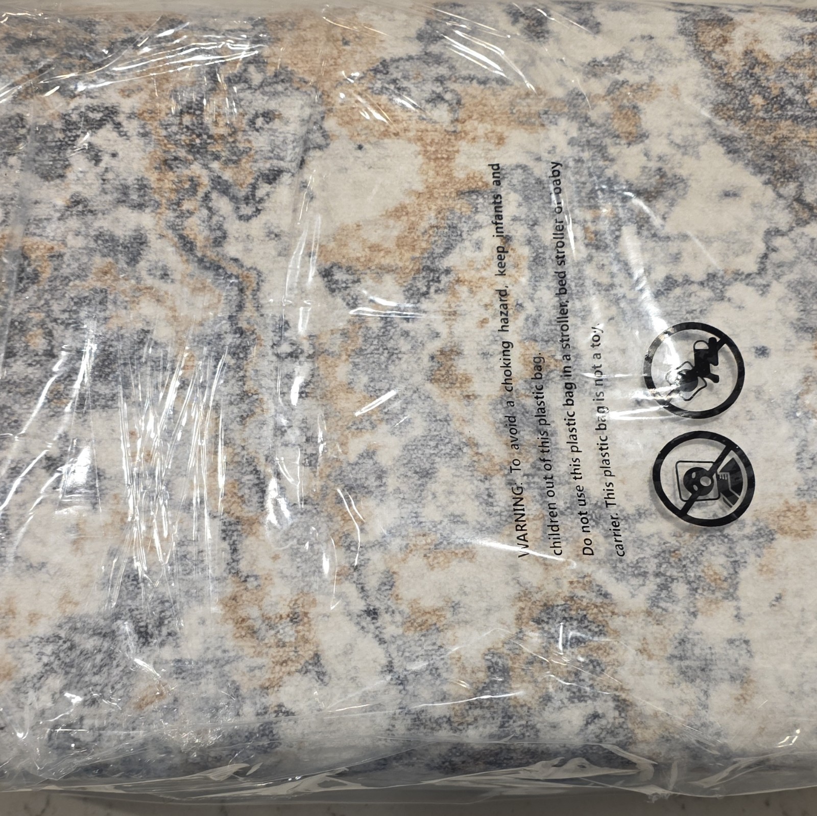 Abstract Beige Blue Gray 5 x 7 ft Area Rug Machine Washable Polyester Flatweave