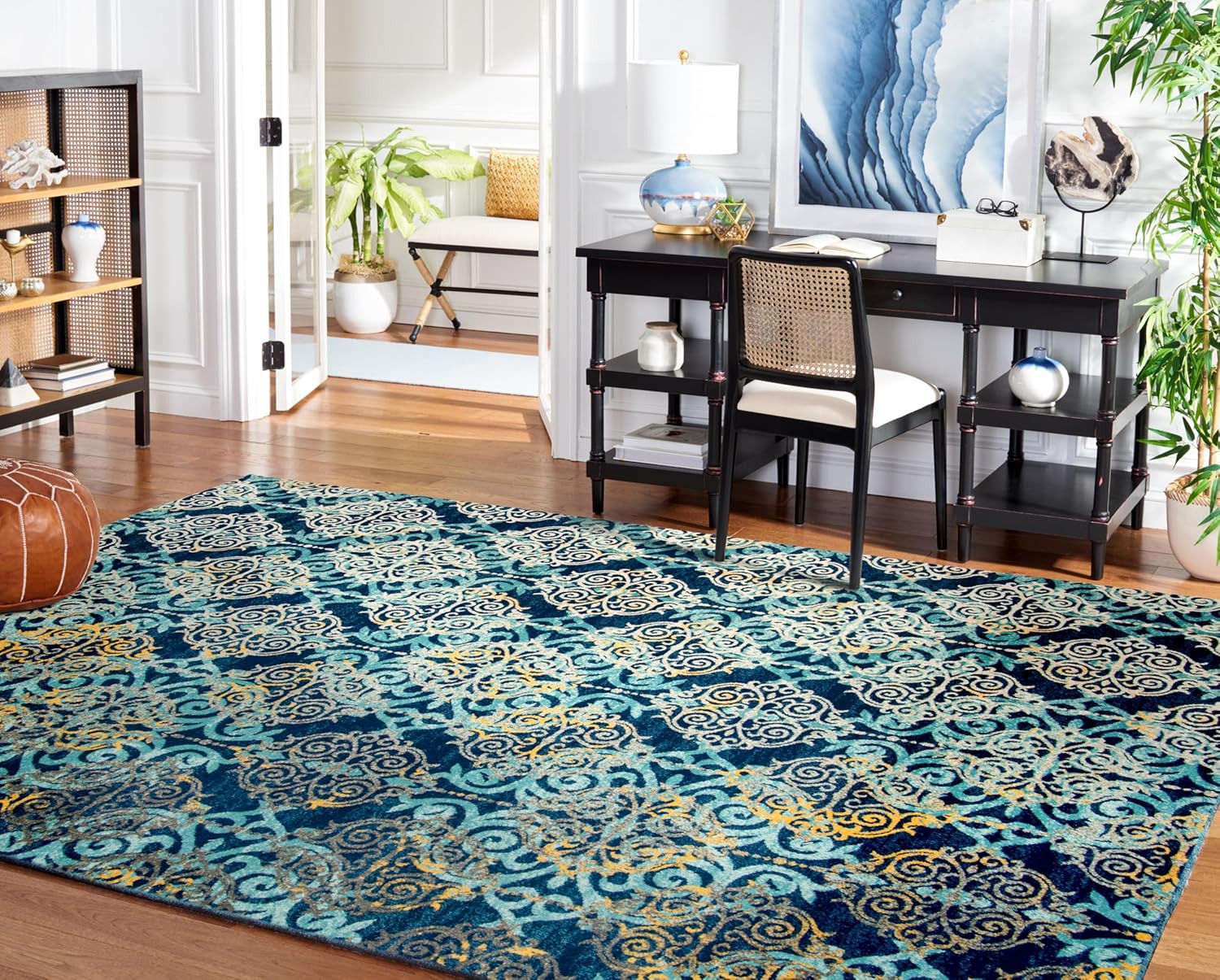 Evoke Collection 8′ x 10′ Royal Blue Medallion Area Rug for Home & Office