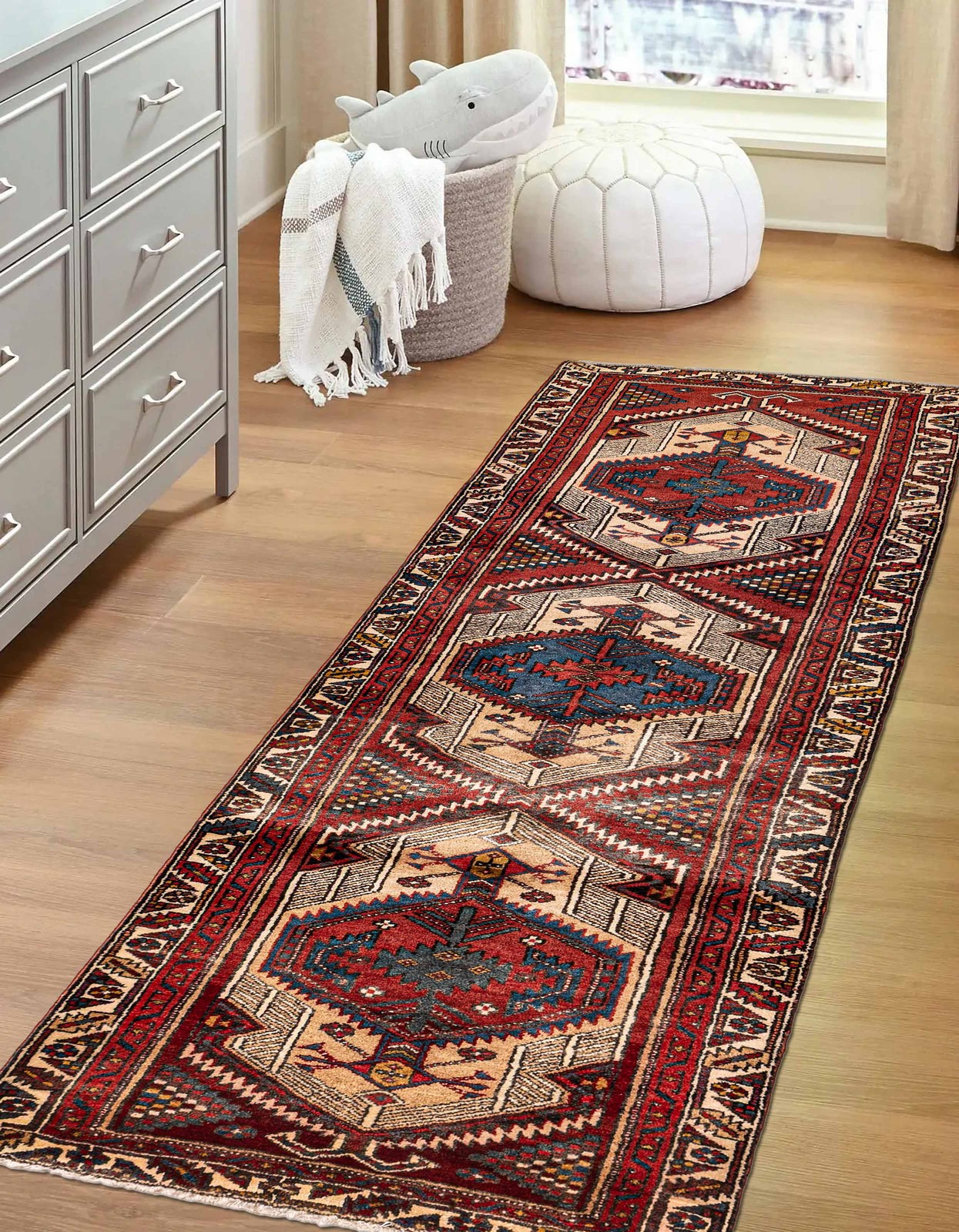 Vintage Hand-knotted Runner Rug 3’1″ x 10’11” Traditional Oriental Wool Carpet