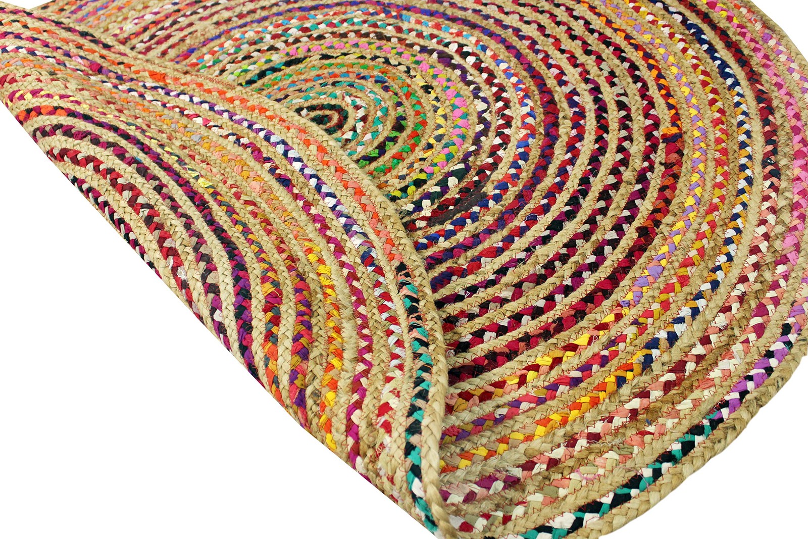 Jute Chindi Braid Rag Rug – Boho Farmhouse Rustic Area Accent Throw Rug – Han…