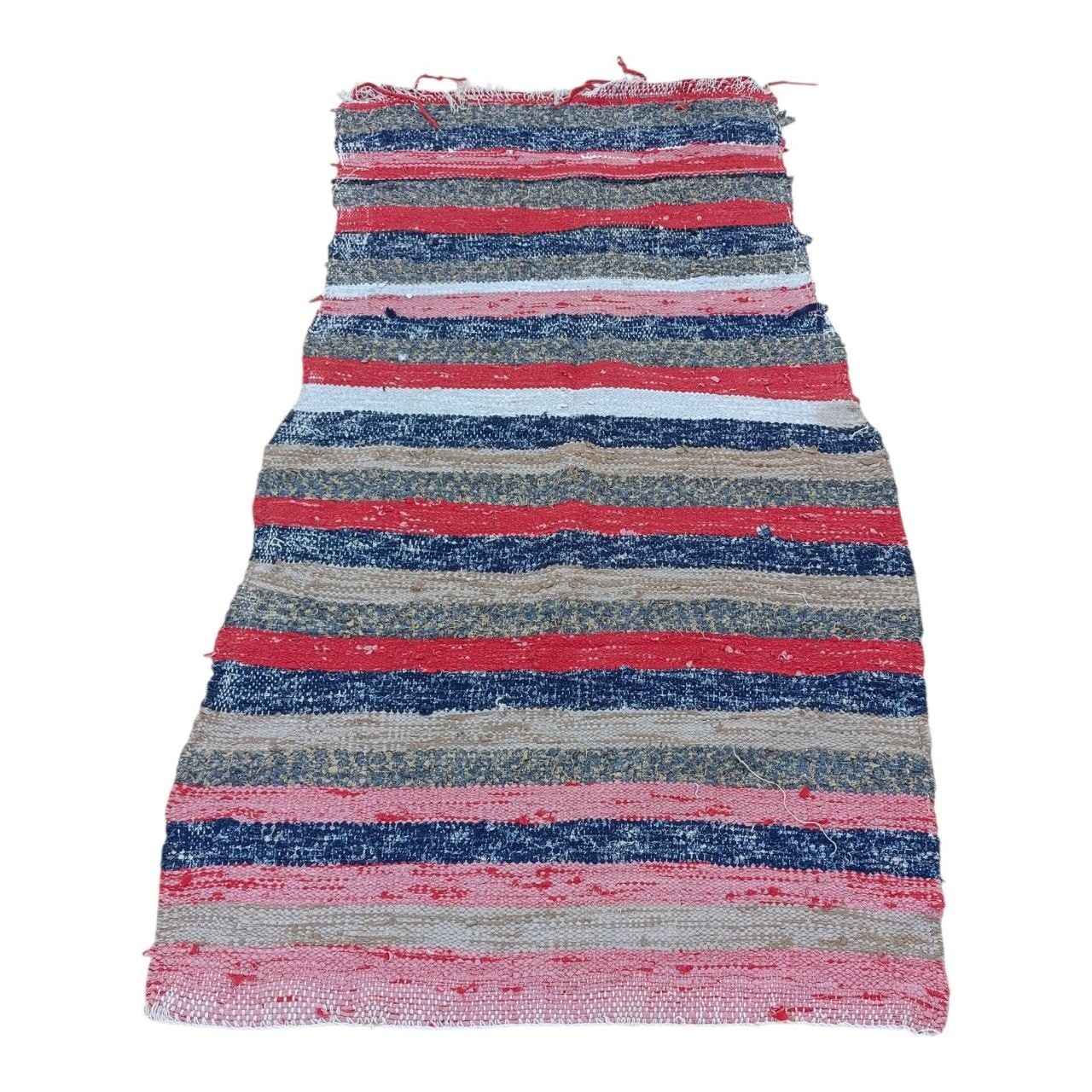 Vintage Handwoven Rag Rug 180×100/120 cm Recycled Fabric Striped Moroccan Carpet