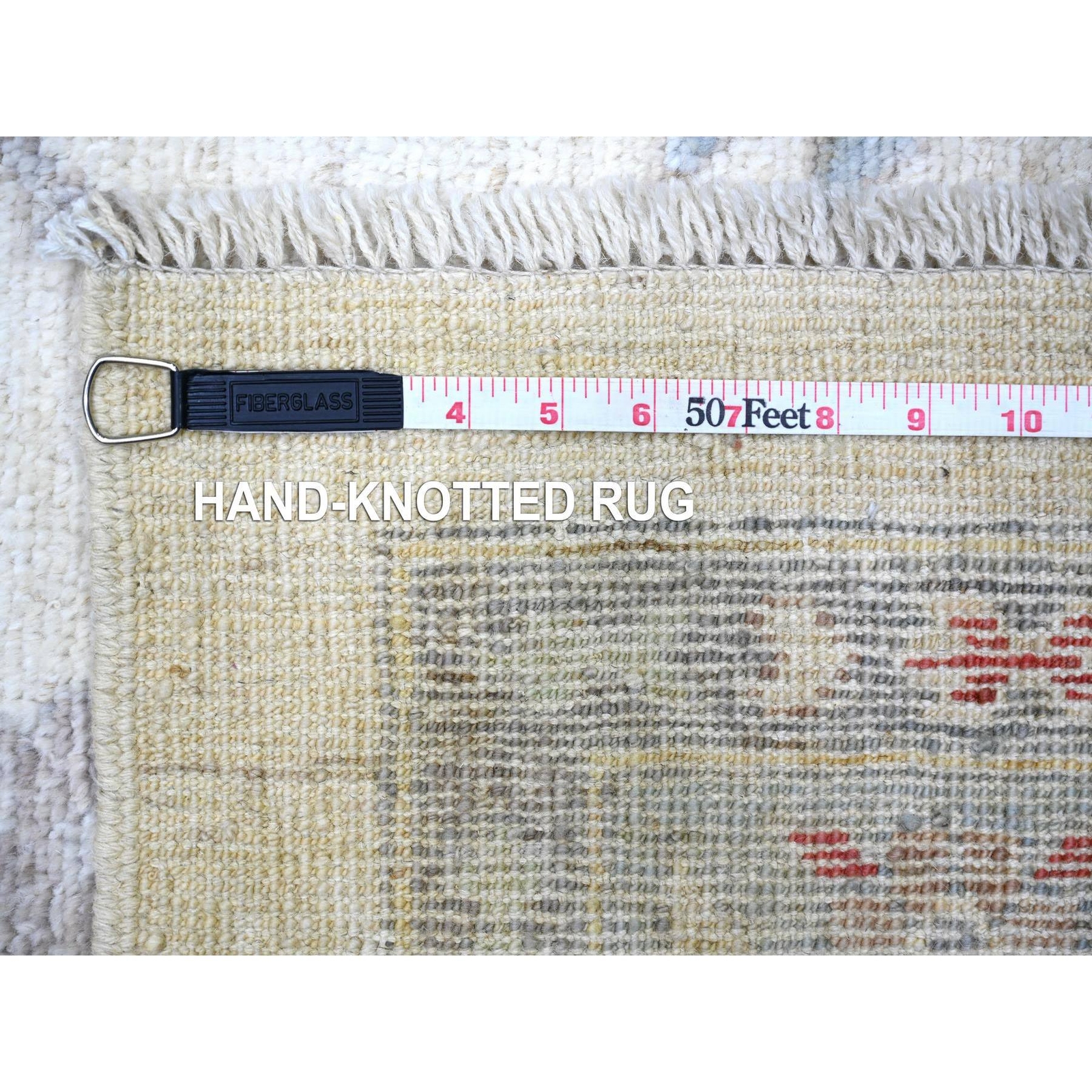 13’10″x19′ Ivory Afghan Angora Oushak Wool Hand Knotted Oversized Rug R73797