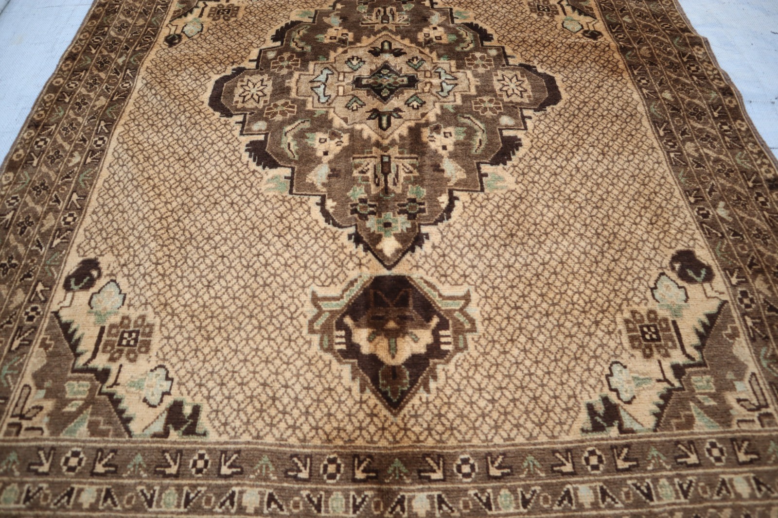 3’8×6’5 ft Afghan Tribal Faded Distressed Rug- Turkmen Oriental Rug- Home decor