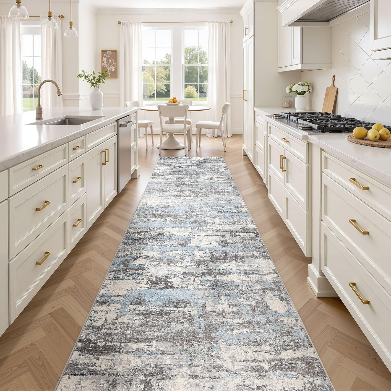 Area Rug Washable Runner 3×14 Abstract Modern Non-Slip Soft Stain Resistant for