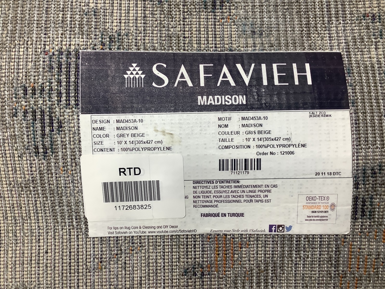 GREY / BEIGE 10′-0″ x 14′-0″ Damaged Rug, Reduced Price 1172683825 MAD453A-10