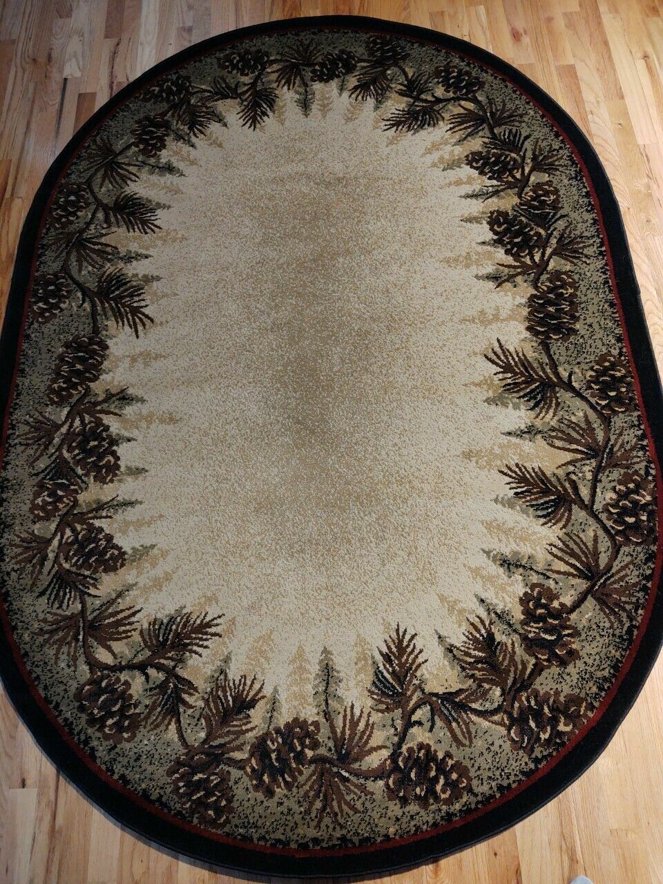 Oval Lodge Cabin Pinecone Lodge Cabin Forest Area Rug **FREE SHIPPING**