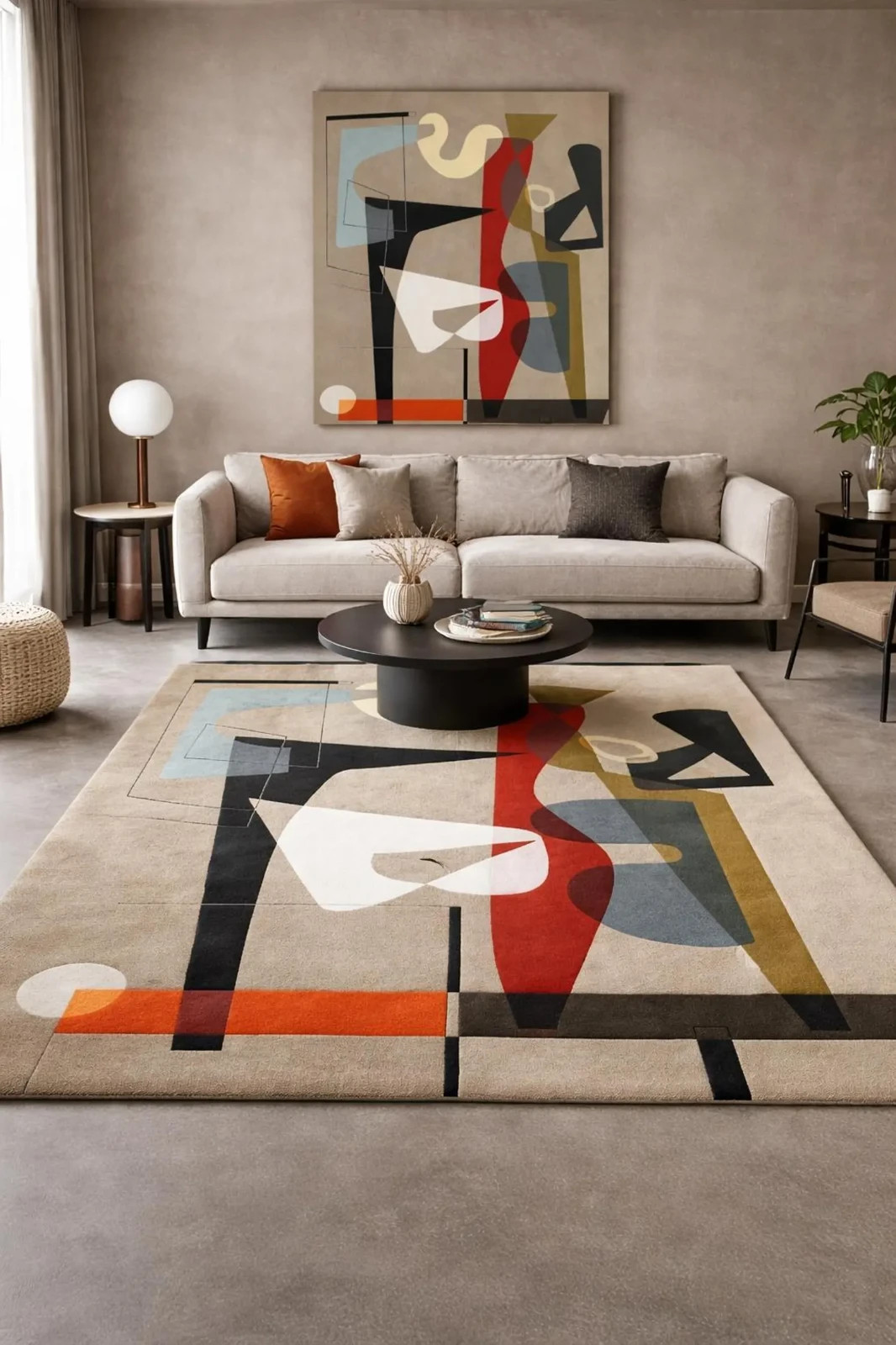 Modern Abstract Hand Tufted Rug – Contemporary Geometric Design100% Wool 8×10