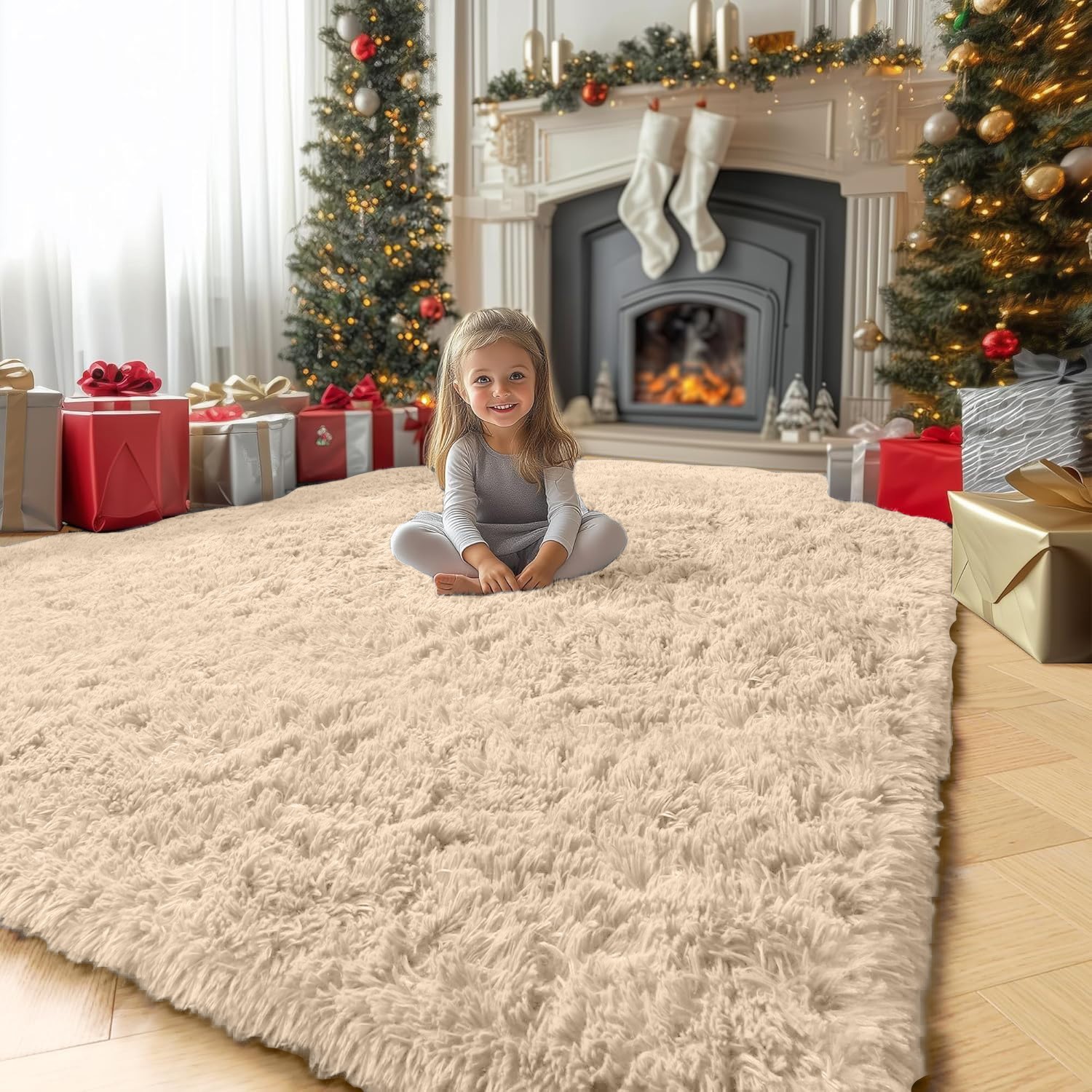 Luxury Shaggy Area Rug Super Soft Plush Anti-Slip Floor Carpet Home Decor Rugs