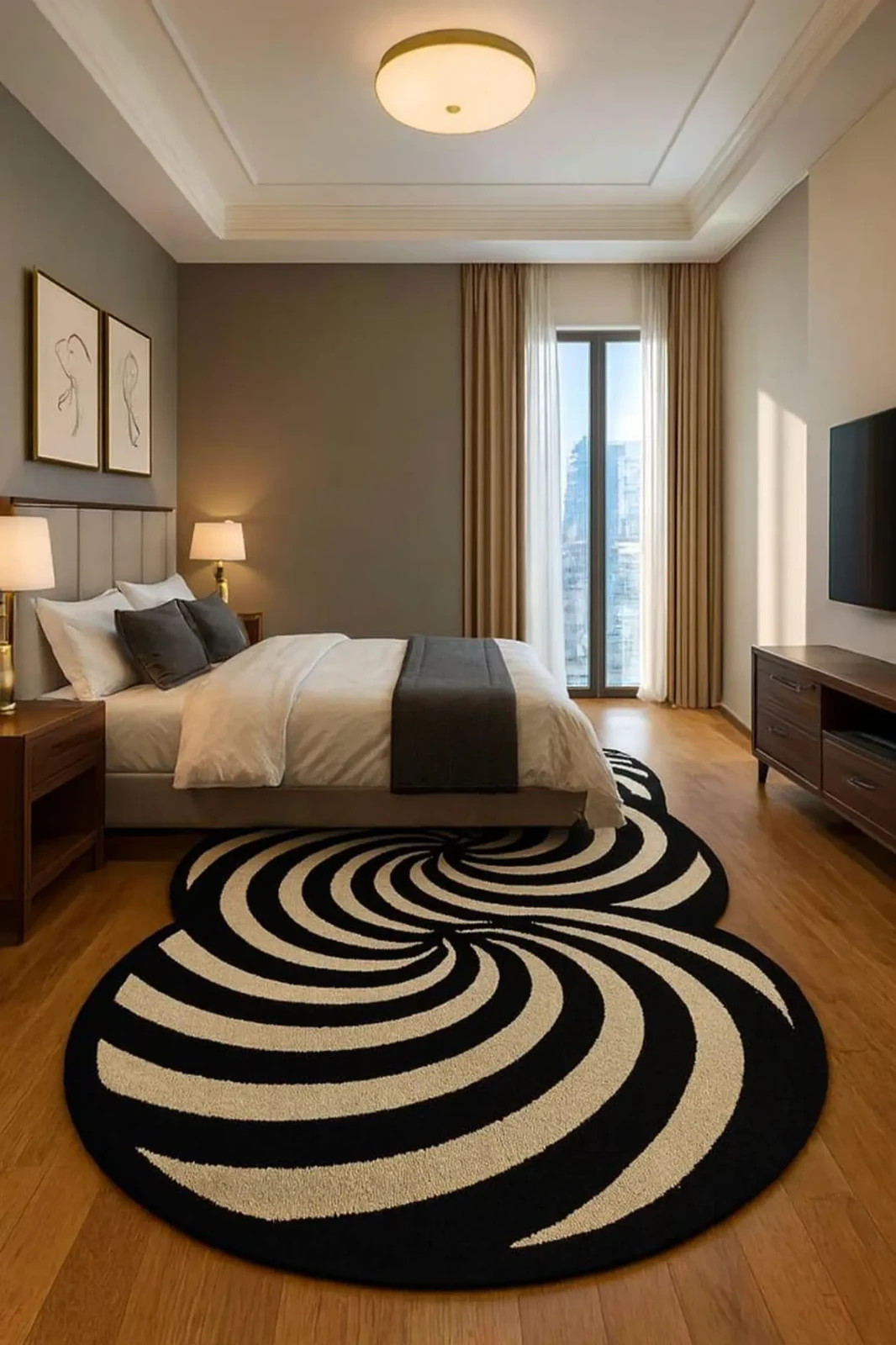 Hand-Tufted 100% Wool Rug | Black & White Optical Illusion, Modern Decor Carpet