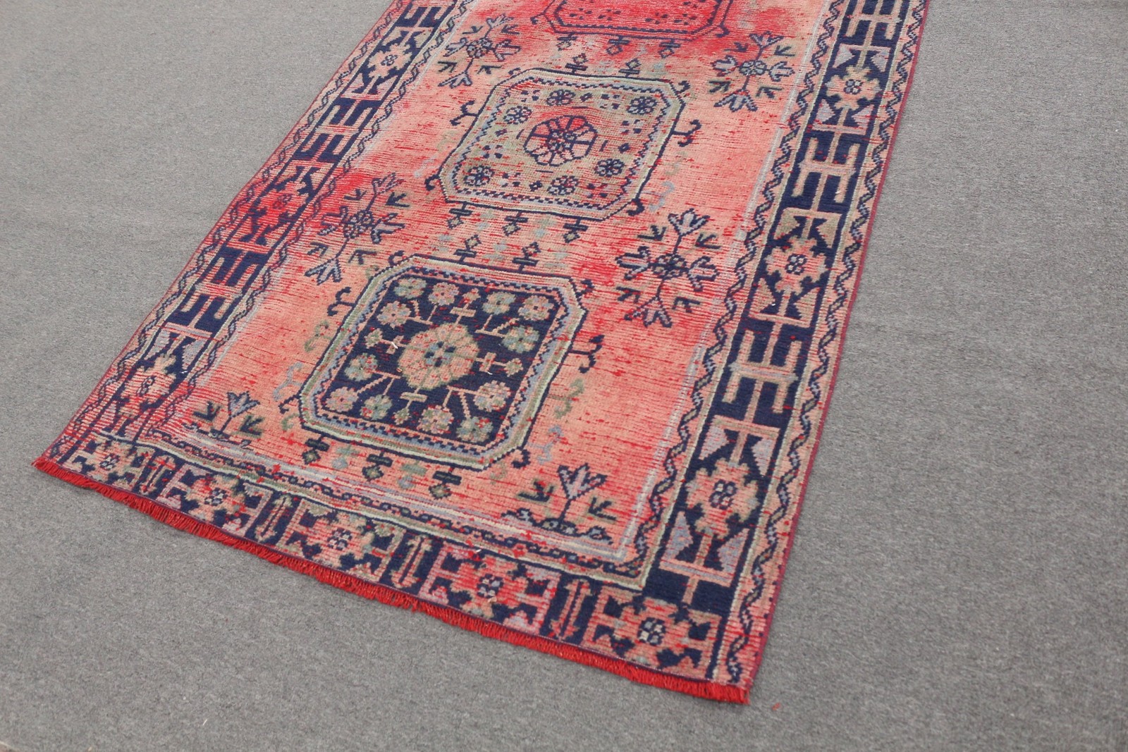 Turkish Vintage Rug, 4,3×10,6 ft Rug, Red Oriental Wool Rug
