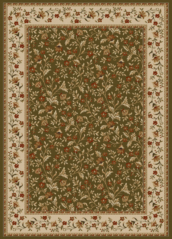 Green Floral Italian Bordered Area Rug 1593 – Aprx 3′ 3″ x 4′ 11″