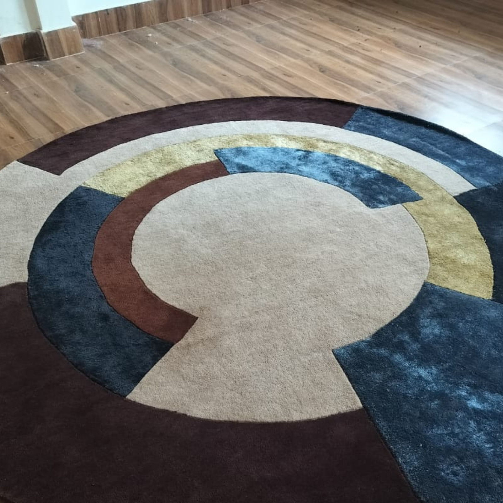 Round Rug, 8 ft Round Rug, Hand Tufted, 9×9 Wool Viscose Carpet, Circle Rug Home