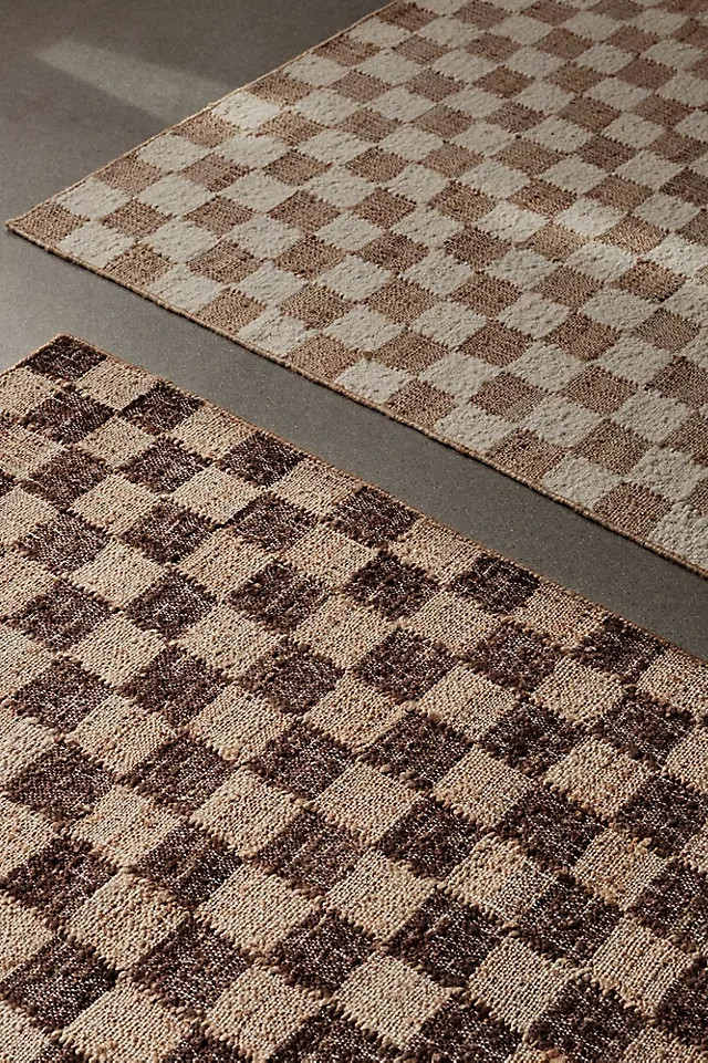 Handmade woven Wool Jute Blend Rug Brown Abstract Modern Area Carpet 9×12