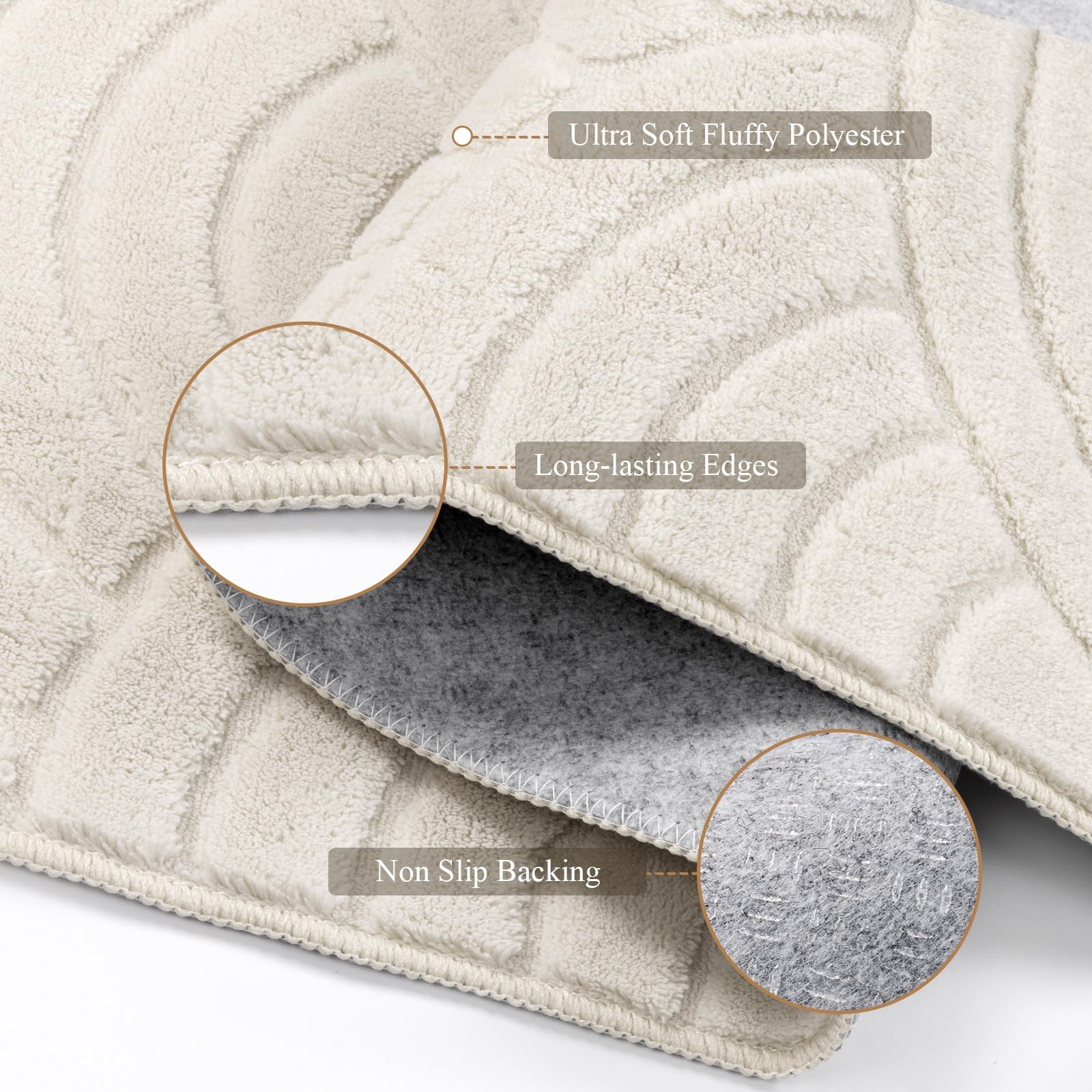 Soft Cozy Fluffy Arch Waves Pattern High-Low Textured Area Rug 5’x7′ Non Slip…