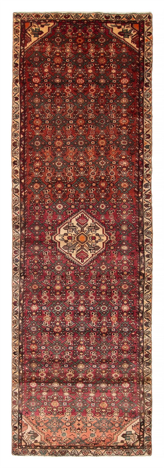 Vintage Hand-knotted Runner Rug 3’2″ x 10’1″ Traditional Oriental Wool Carpet