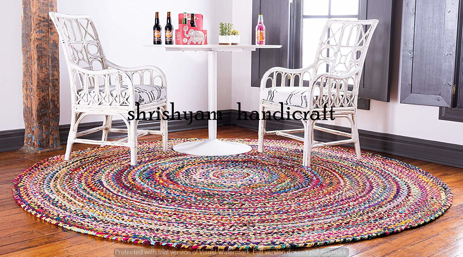 Hand Woven Braided Natural Multiple Sizes Natural Color Floor Decor Bohemain Rug
