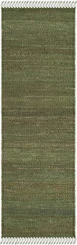 Olive Green Jute Area Rug Handmade Boho Farmhouse Woven Fringe Floor Carpet Mat