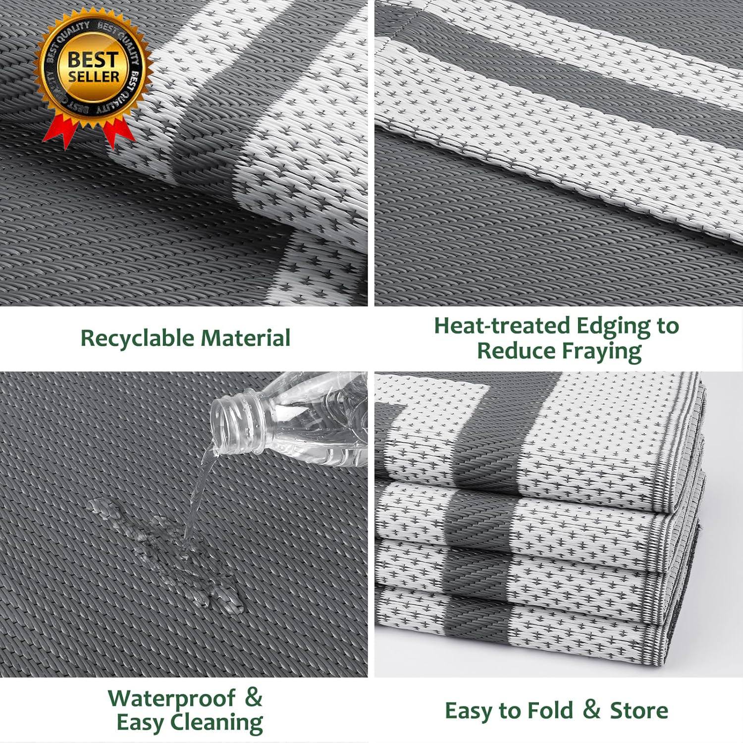 Outdoor Rug Reversible Portable Plastic Straw Camping Rugs for outside Rv…