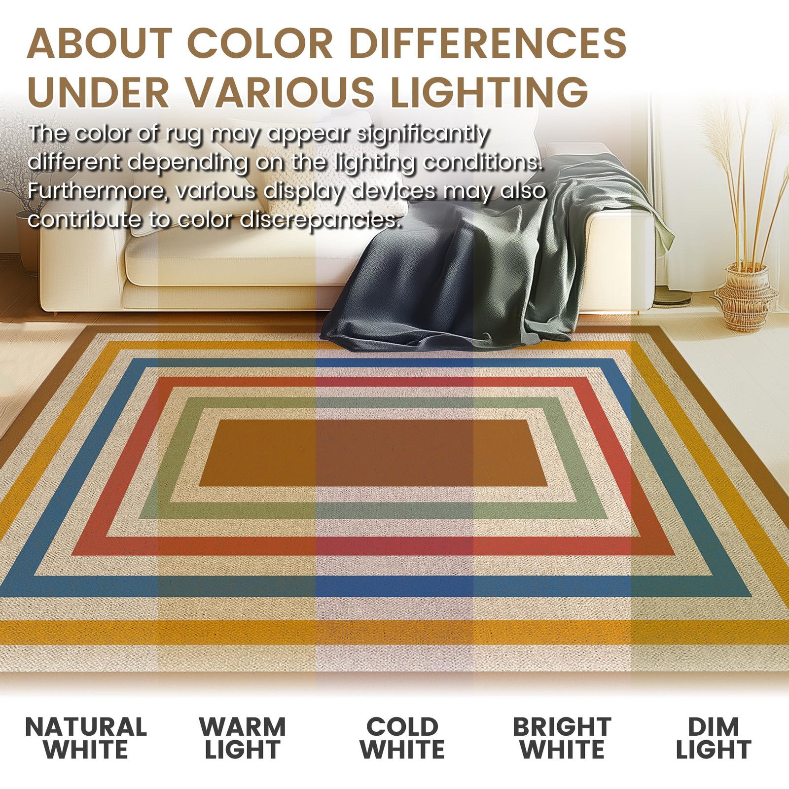 Washable Striped Easy Jute Runner Rug 2×6, Colorful Boho Geometric Outdoor In…