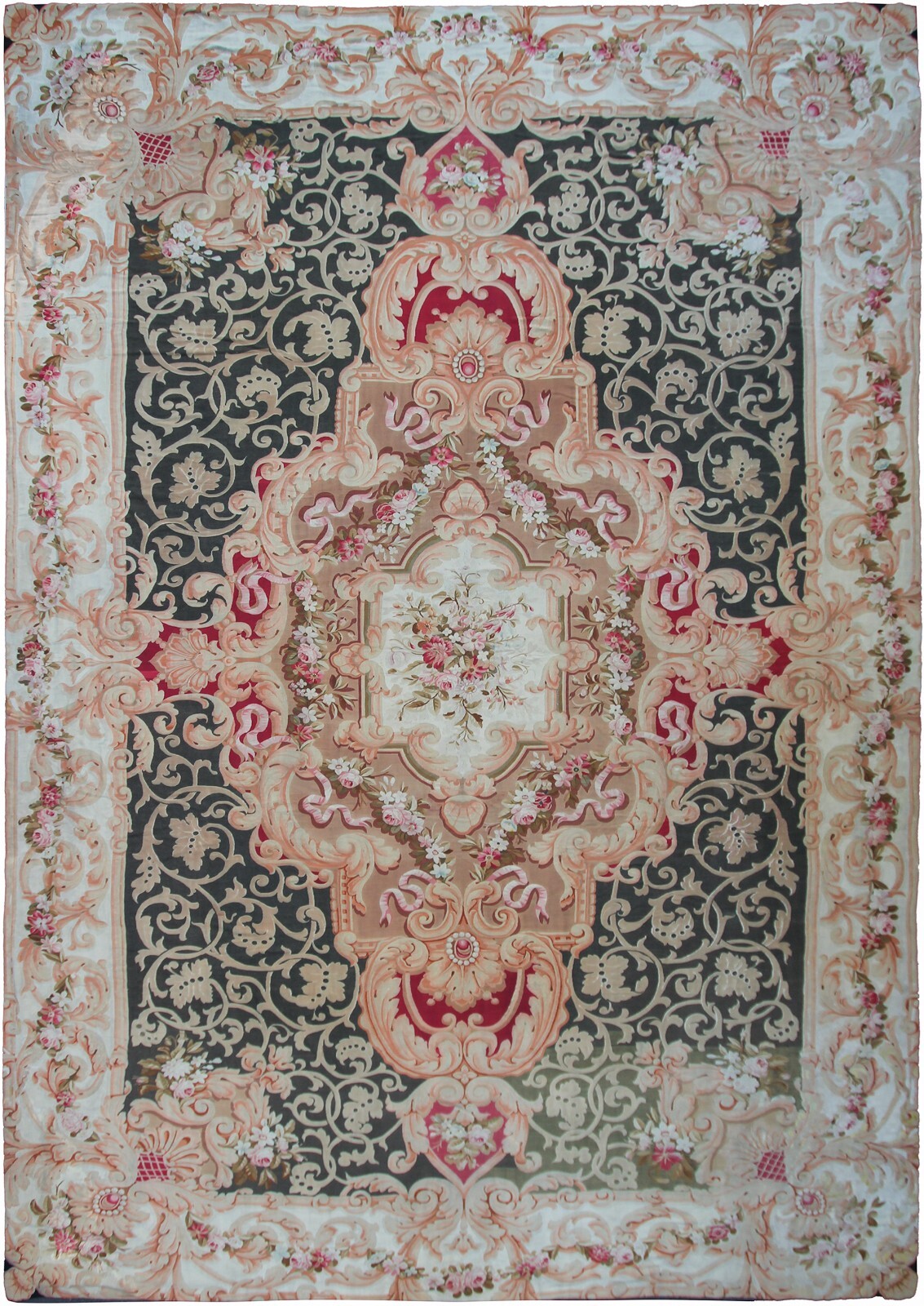 16×23 Antique French Aubusson Handmade Oversized Area Rug Napoleon III c.1860