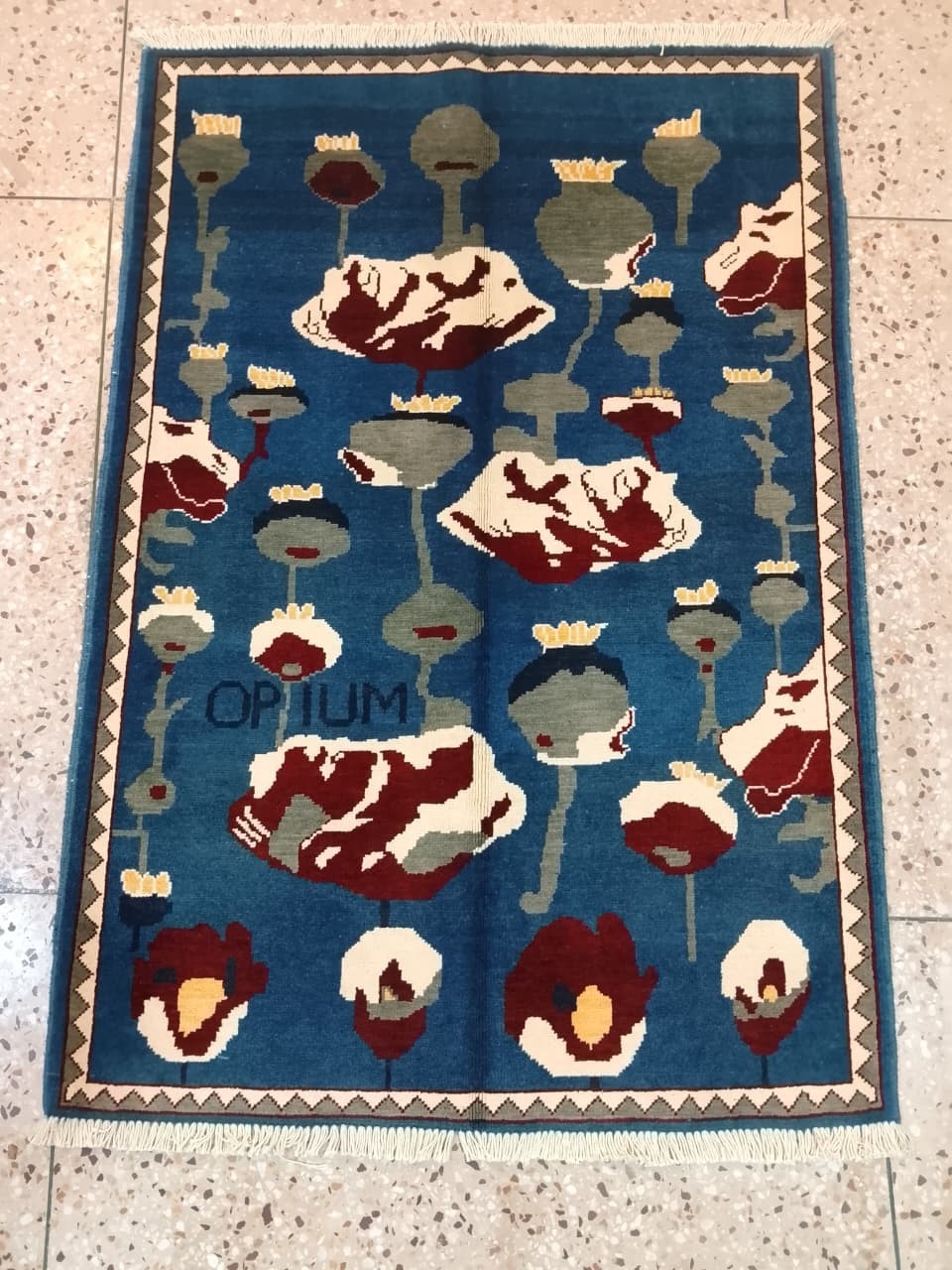 4 skull opium hand made afghan war rugs, war rugs, ussr, green rugs 3×5 ft