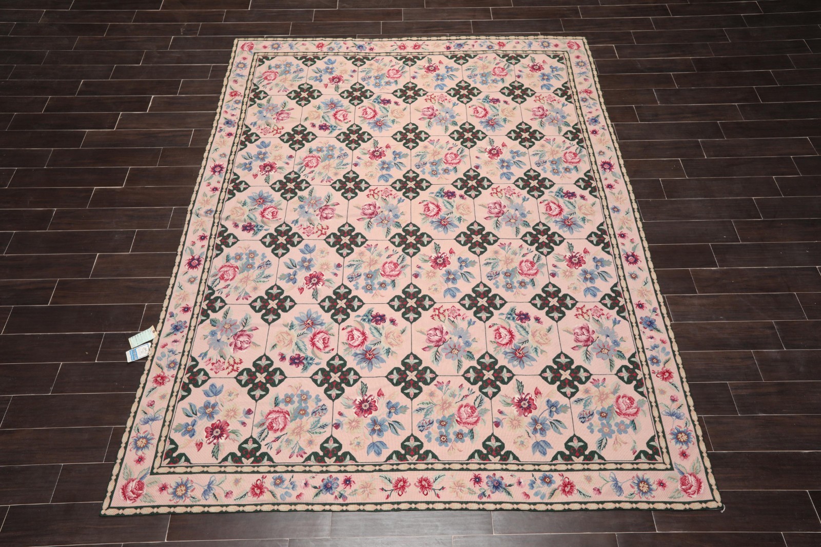 7’7″ x 9’9″ Hand Woven French Aubusson Needlepoint Area Rug Traditional