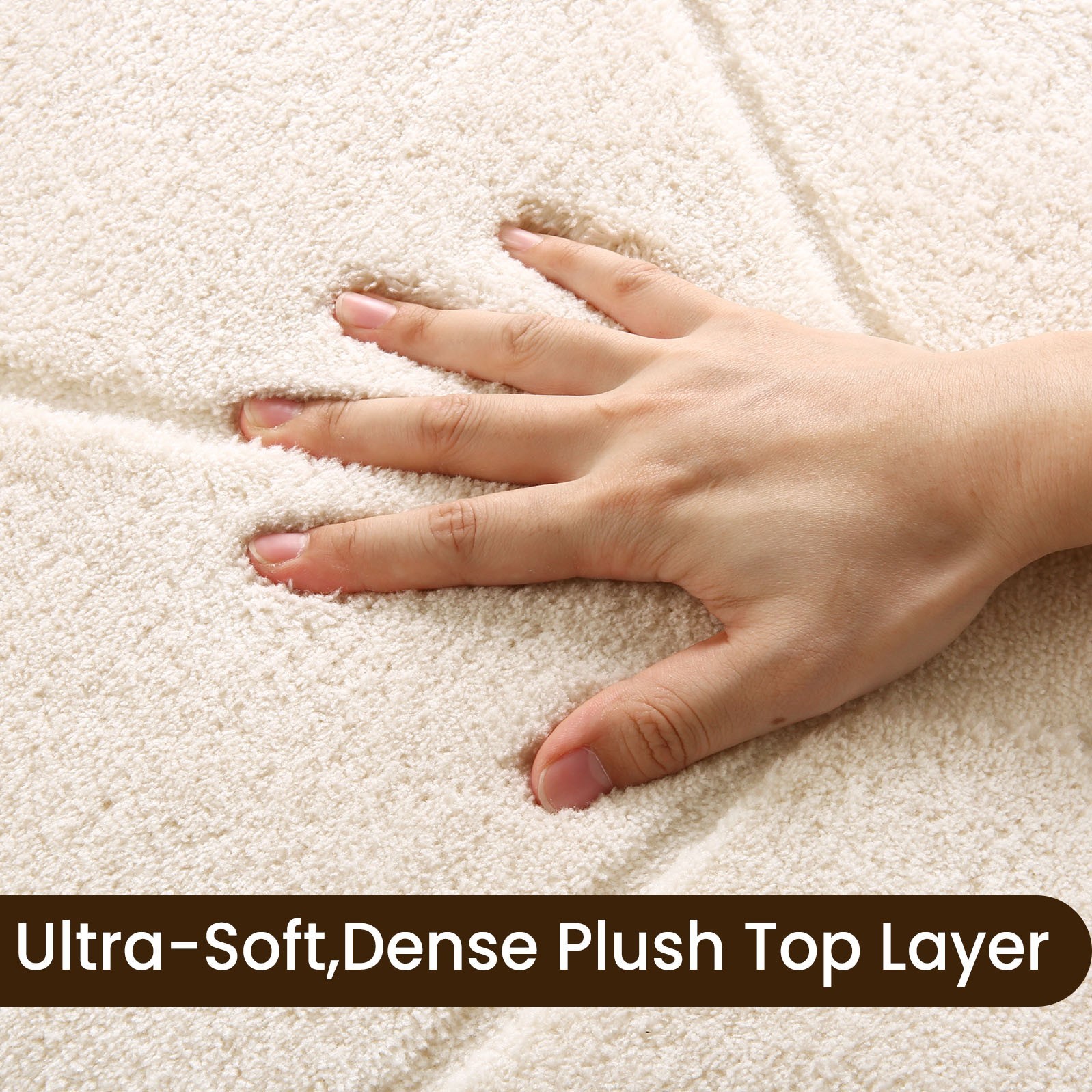 Large Plush Shag Area Rug Jacquard 3D Textured Non-Slip Floor Carpet