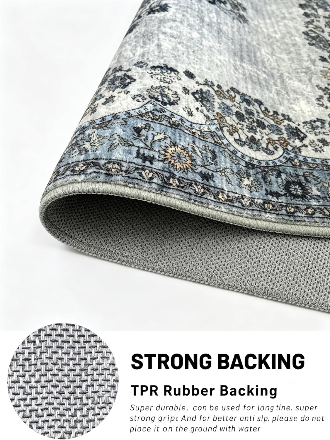 8X10 Area Rugs for Living Room, Non-Slip Washable Neutral Rug, Soft Thin Low Pil