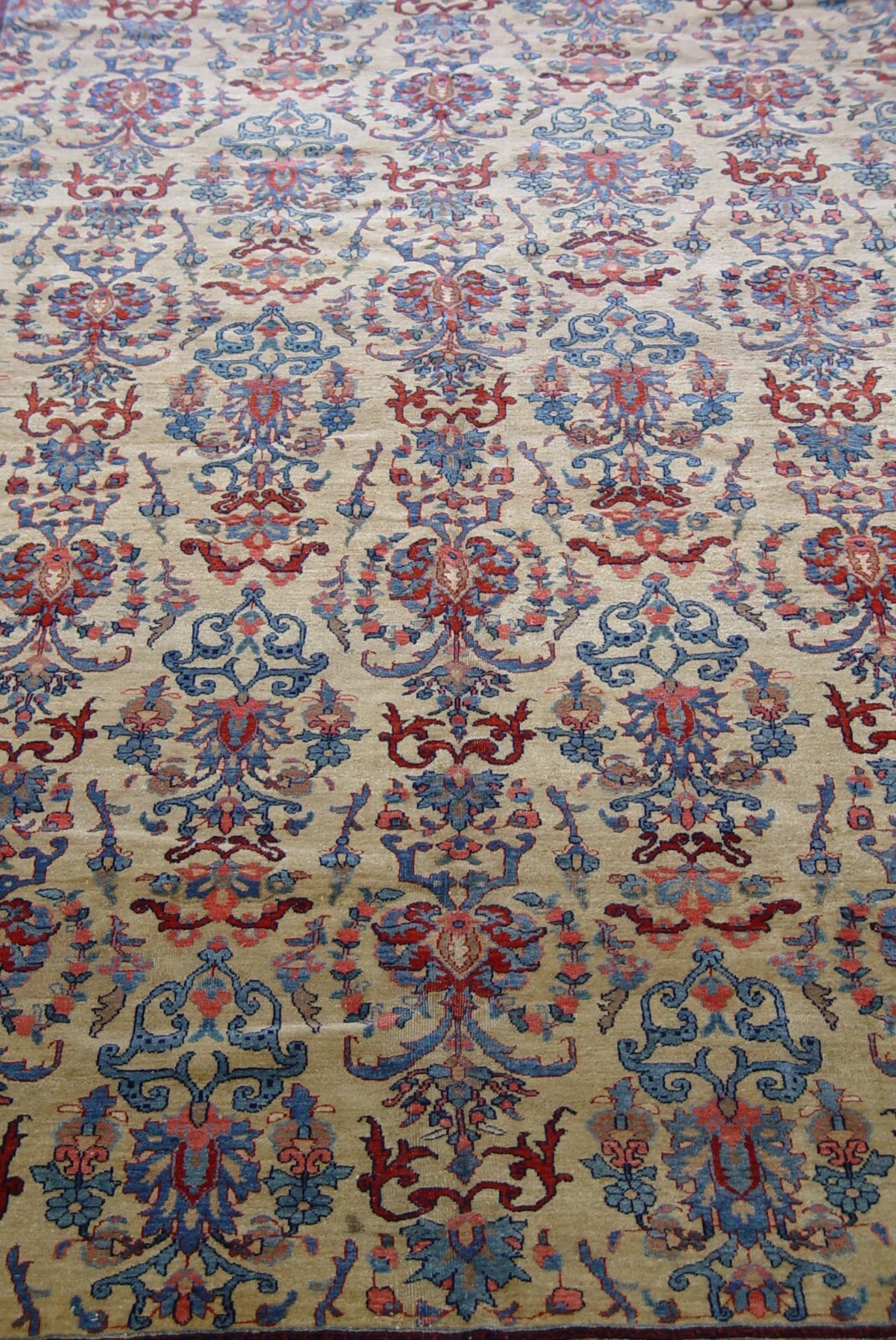 Phenomenal Antique Saroukk Floral Gold Hand Knotted Wool Oriental Rug 7’x 11’7″