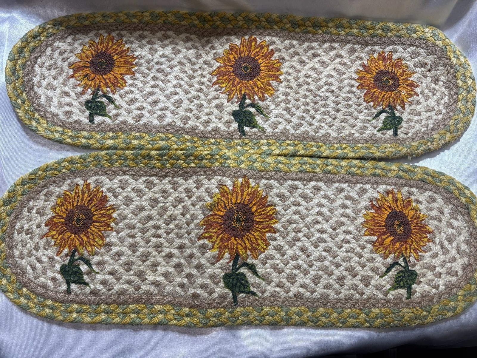 2x Braided Jute Stenciled Stair Tread Rug. SUNFLOWER. Earth Rugs. 27″ x 8.25″