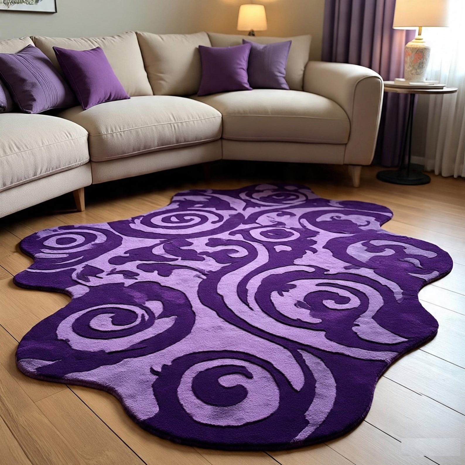Designer Rug | Irregular Rug | Wool area Rugs | Living Room Rug | Hand Tufted A2