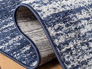 Area Rug 8×10 – Adirondack Collection – Large – Light Blue & Dark Blue, Modern