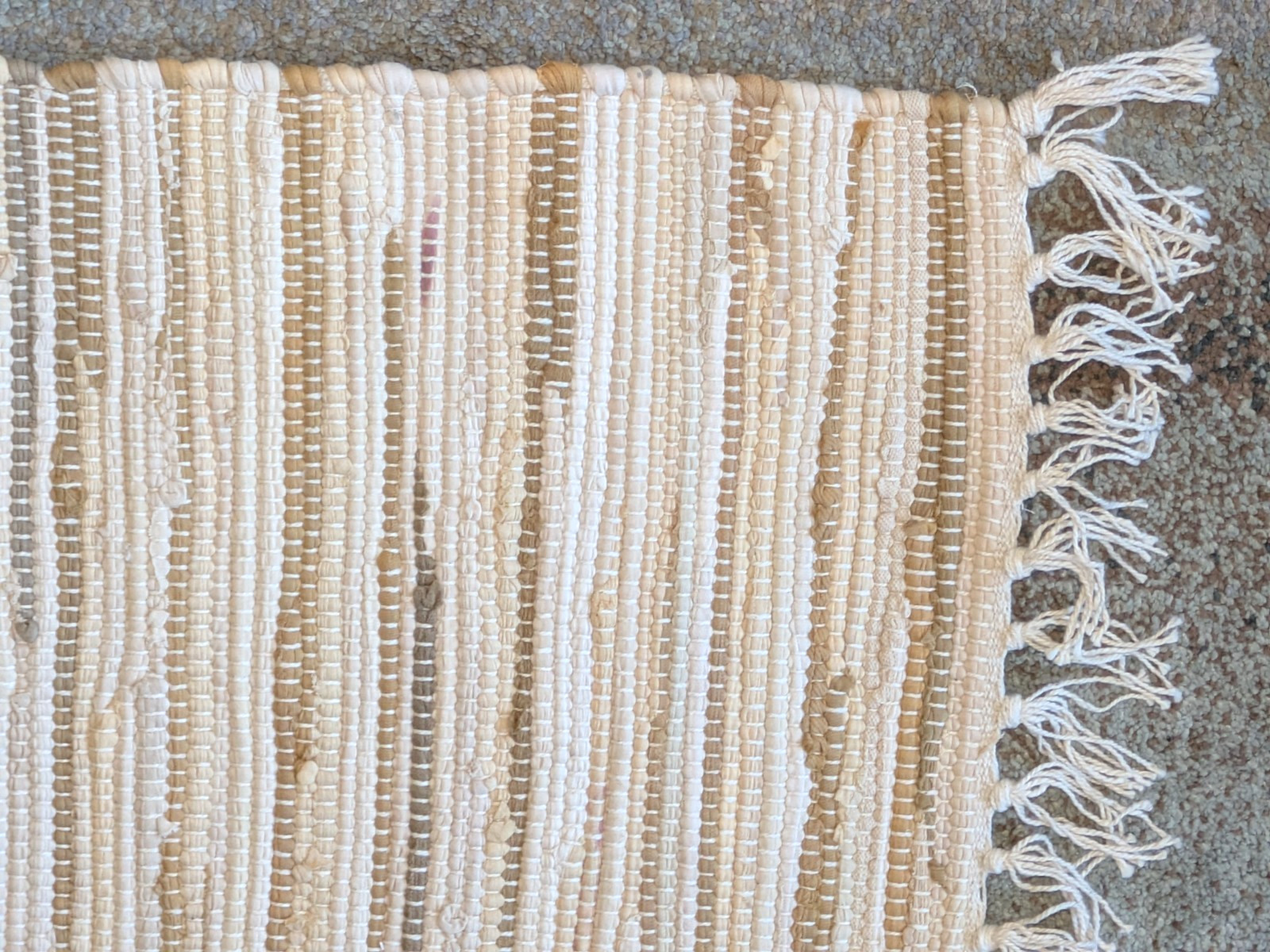 Woven Cotton Rag Rug 18” X 30″ Neutral Multi-Color NOS