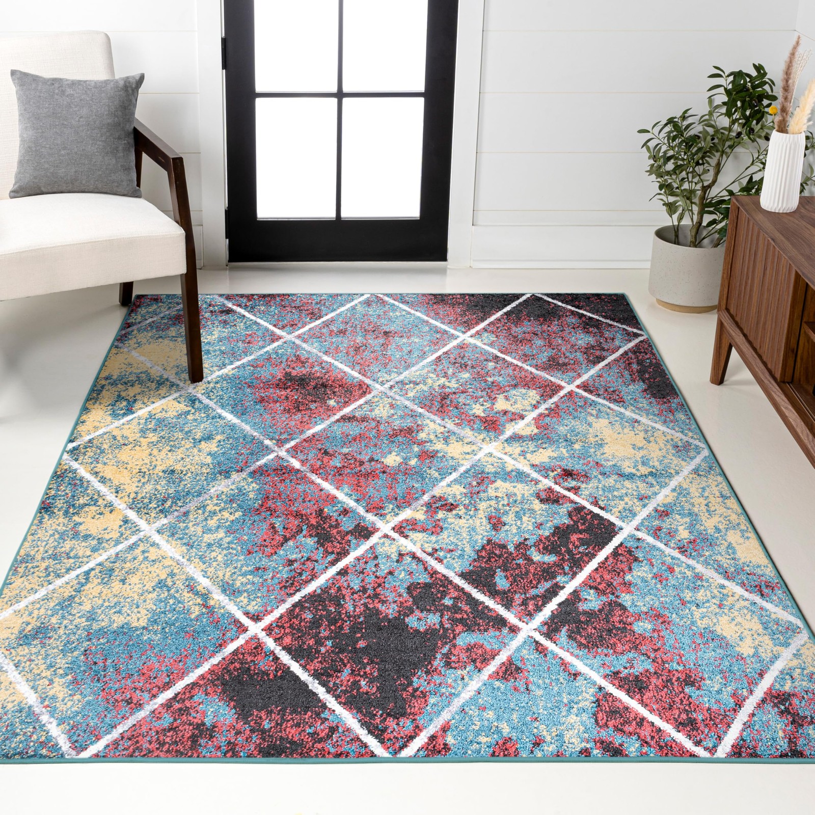 Jonathan Y Cole Diamond Trellis Multi/White Indoor Area Rug 4X6