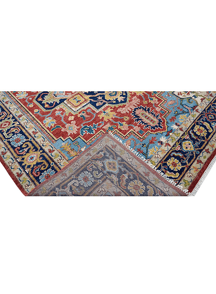 Multi Size 100% Wool Rug Hand Knotted Premium Red Navy Blue Serapi Area Rug