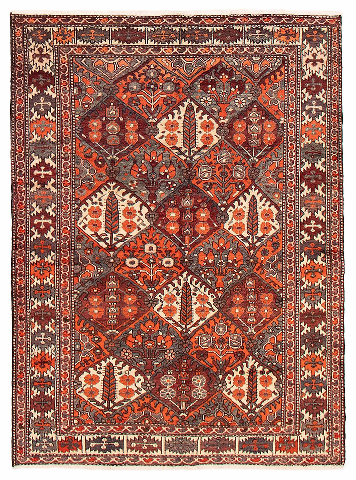 Vintage Hand-Knotted Area Rug 4’9″ x 6’7″ Traditional Oriental Wool Carpet