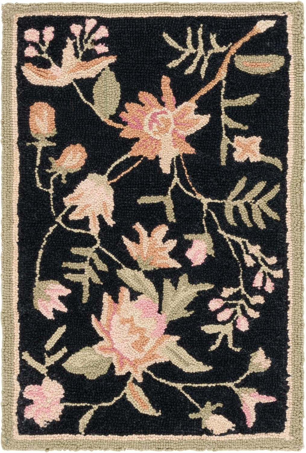 Chelsea Collection Accent Rug – 1’8″ X 2’6″, Black, Hand-Hooked French Country W