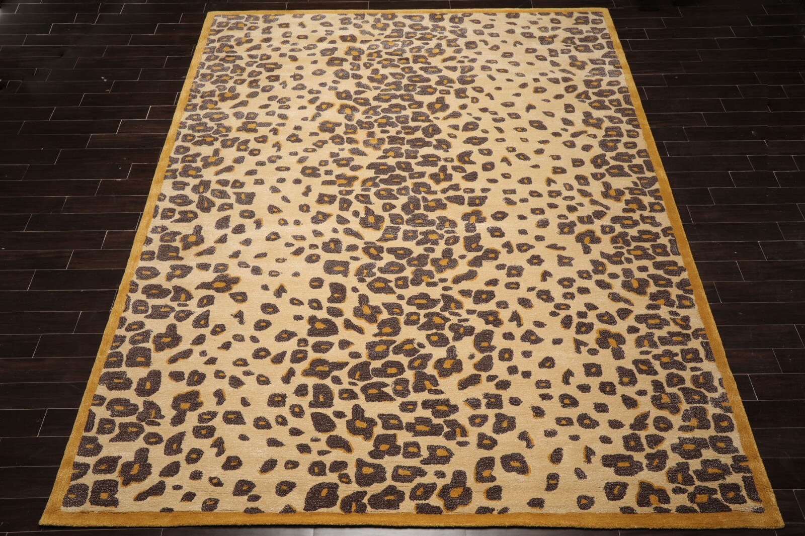 LoomBloom Multi Sizes Beige Hand Tufted Leopard Print Wool & Bamboo Silk Rug