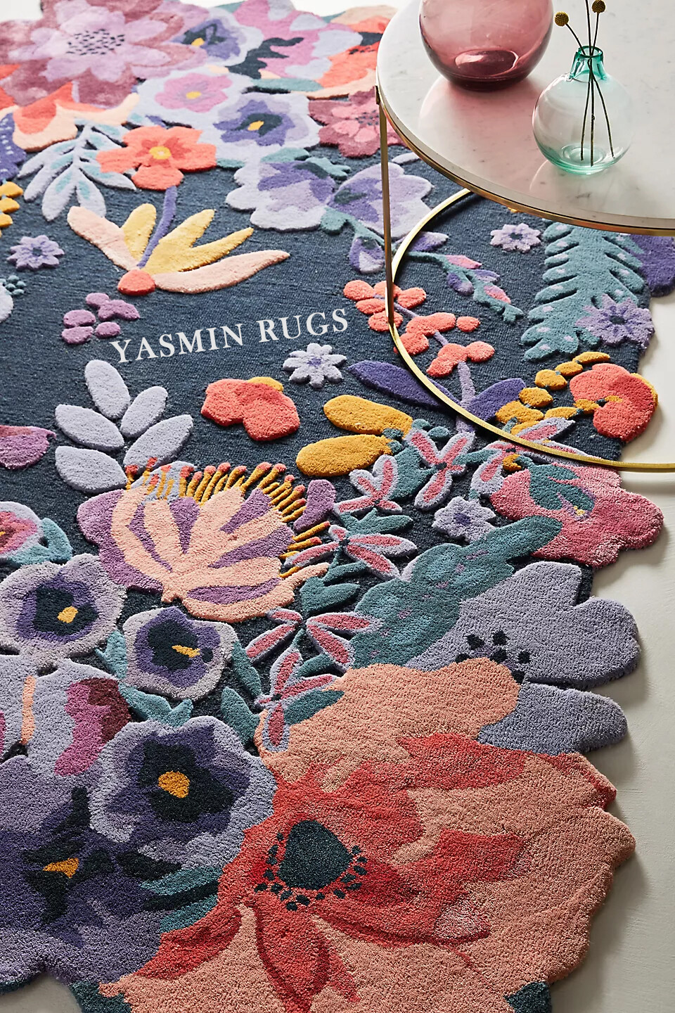Cassia Floral Handmade Tufted Carpet 4X6 FEET Area Rug Thick Tufted Multicolored