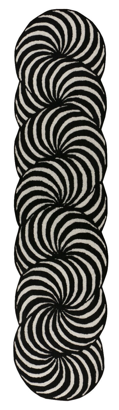 Wide Runner Optical Pattern 3’0”x12’0” ft Handmade Tufted 100% wool Area Rugs
