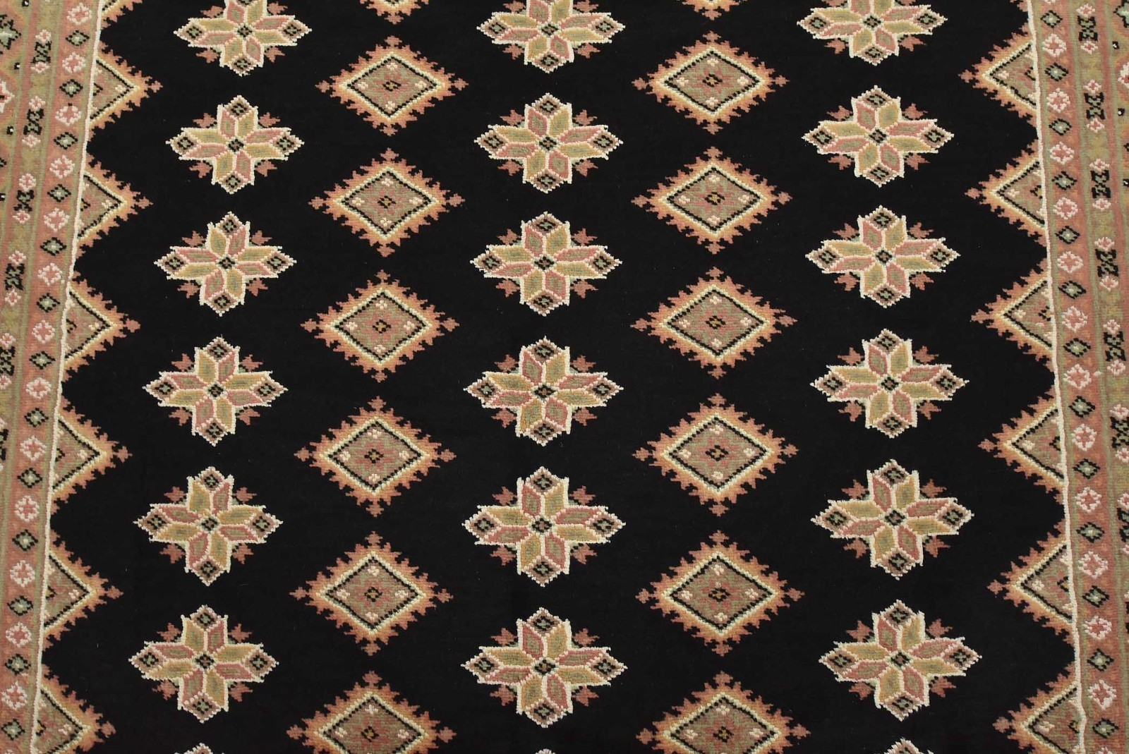 Bokhara Jaldar Rug 5’3” x 8’5” Black Wool Tribal Hand-Knotted Oriental Carpet