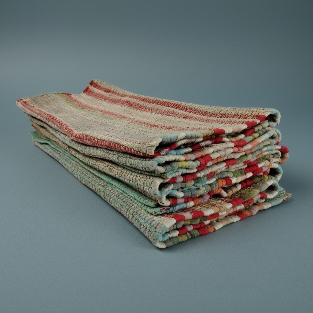 5 Vintage Rag Rugs Multi Color Striped Cotton Farmhouse Runner 23×35 Granny Chic